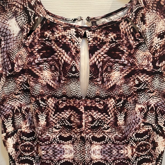 Snake skin keyhole midi dress long sleeve bodyCon animal print knee length dress - Picture 3 of 12